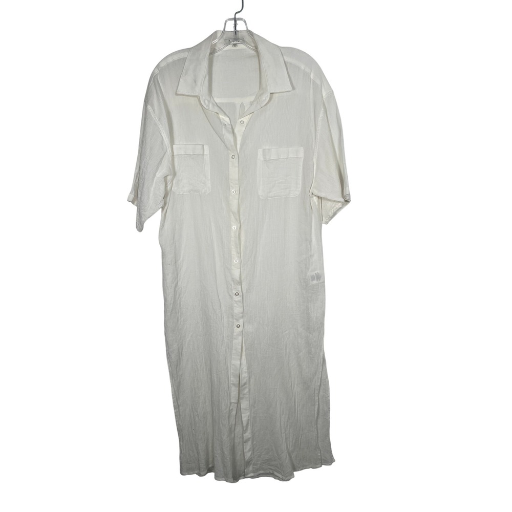 Z Supply 100% Cotton White Lightweight Shirt Dress Short Sleeve Boho Beach XS/S